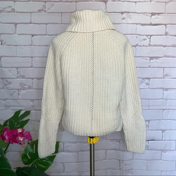 RAG & BONE CeCe Funnel Neck 100% Wool Pullover Ivory Beige Cream M $549 - Picture 11 of 13